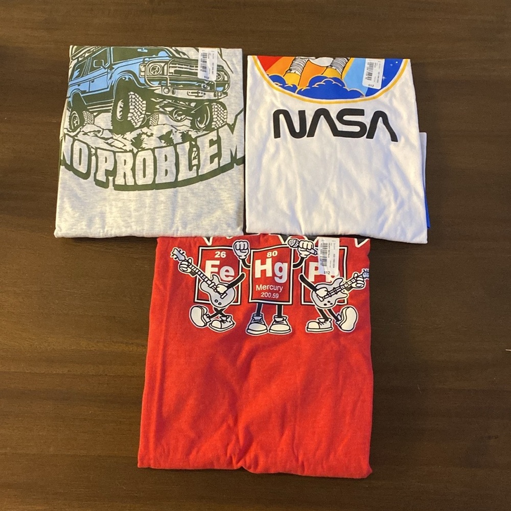 (3) Thereabouts Long Sleeve Graphic Tees XL 18/20 Truck Space NASA Heavy Metals